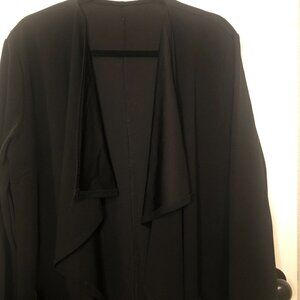 Romwe black long sleeve waterfall collar open front blazer style w/ pockets XL